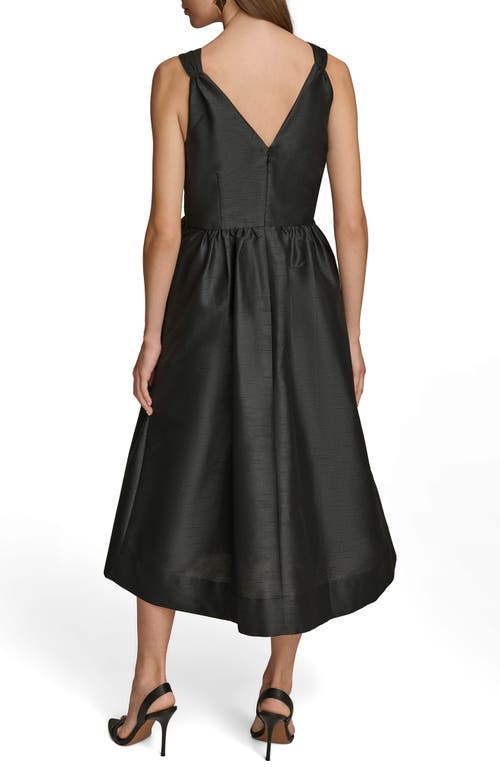 Donna Karan New York Bow Fit & Flare Midi Cocktail Dress In Black