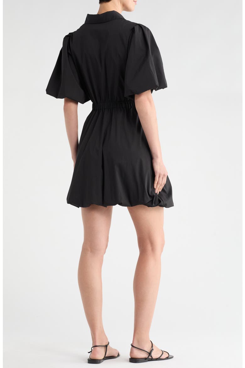 Puff Sleeve Bubble Hem Shirtdress, Alternate, color, BLACK