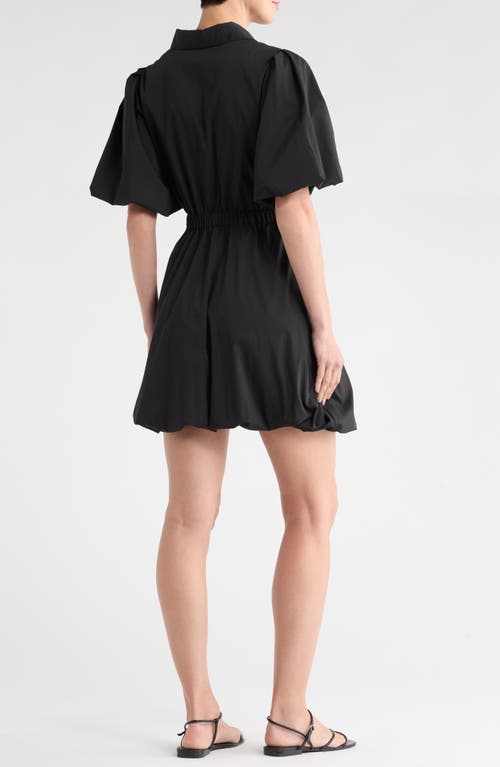 Love By Design Charlotte Puff Sleeve Bubble Hem Shirtdress In Black