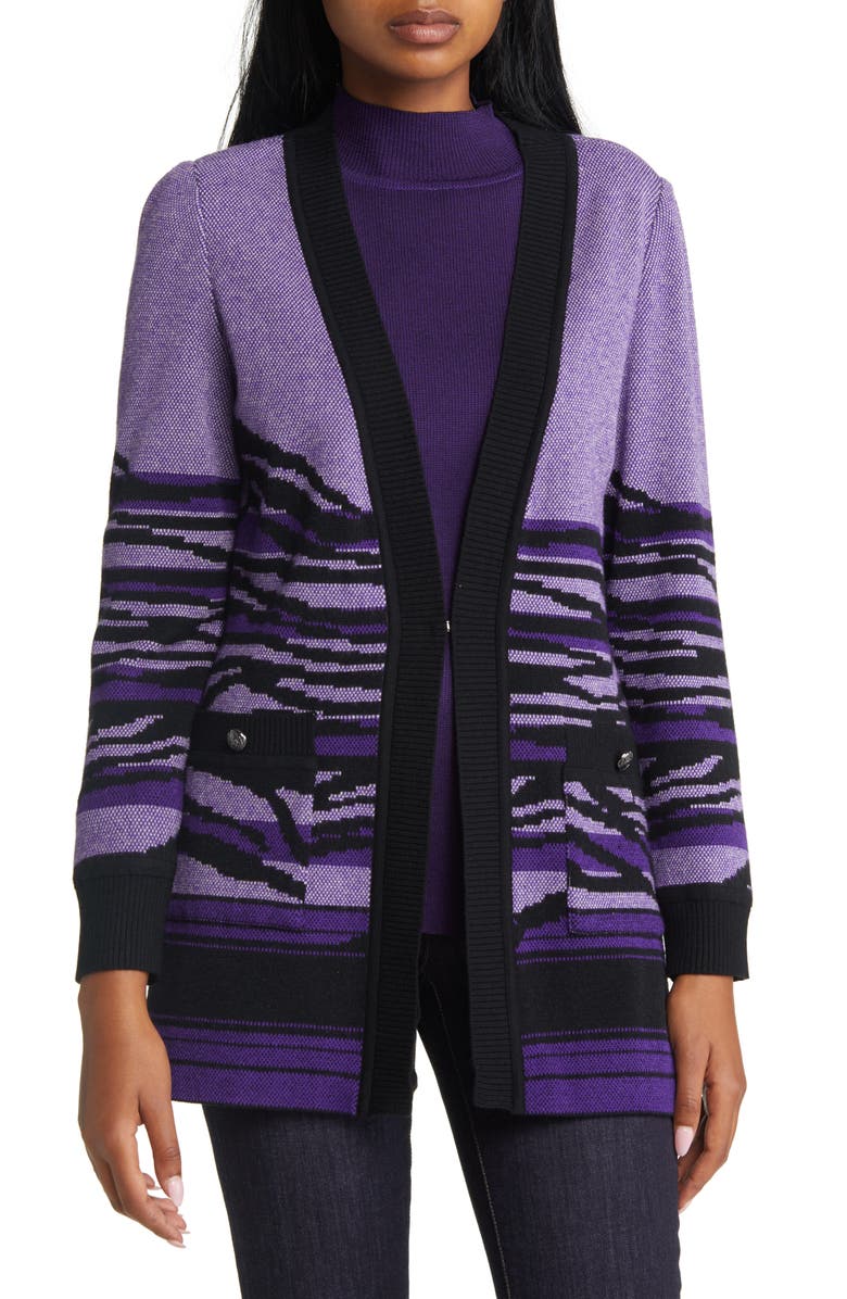 Ming Wang Landscape Stripe Cardigan, Main, color, 