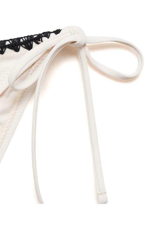 Mango Blanket Stitch Embroidered Bikini Bottoms In White