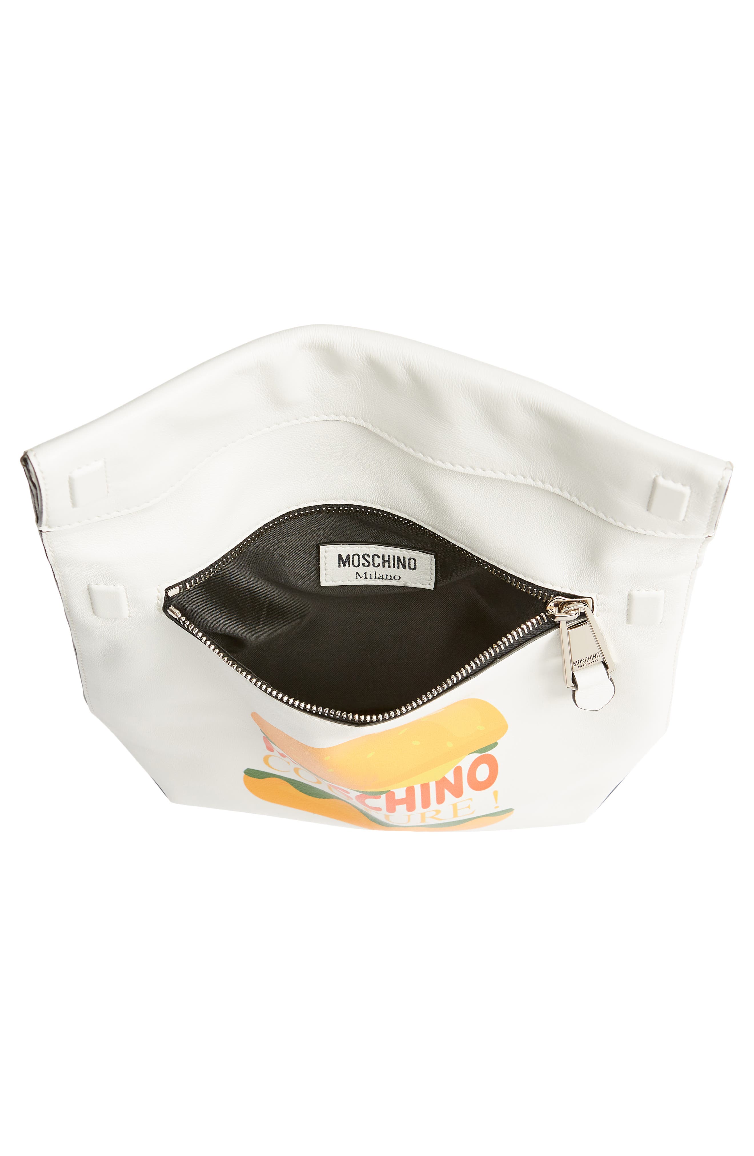 Moschino Burger Leather Shoulder Bag, Alternate, color, 