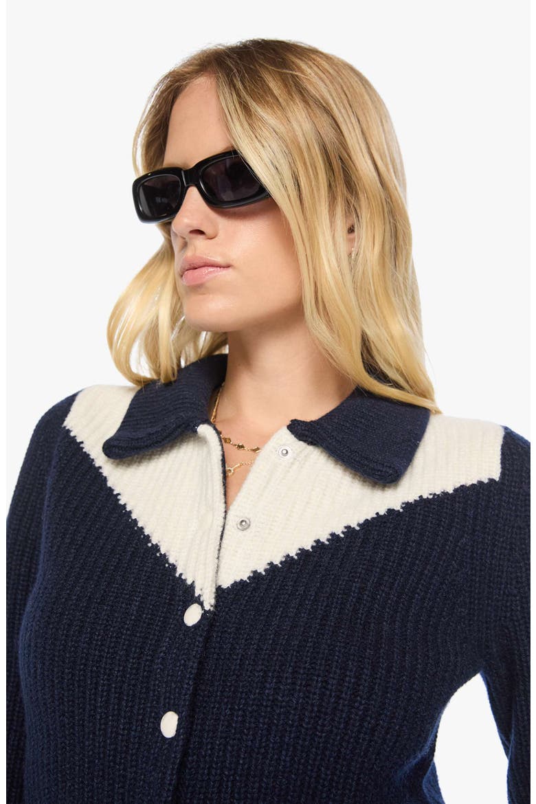 The Baby Raquette Cardigan, Alternate, color, NAVY AND IVORY