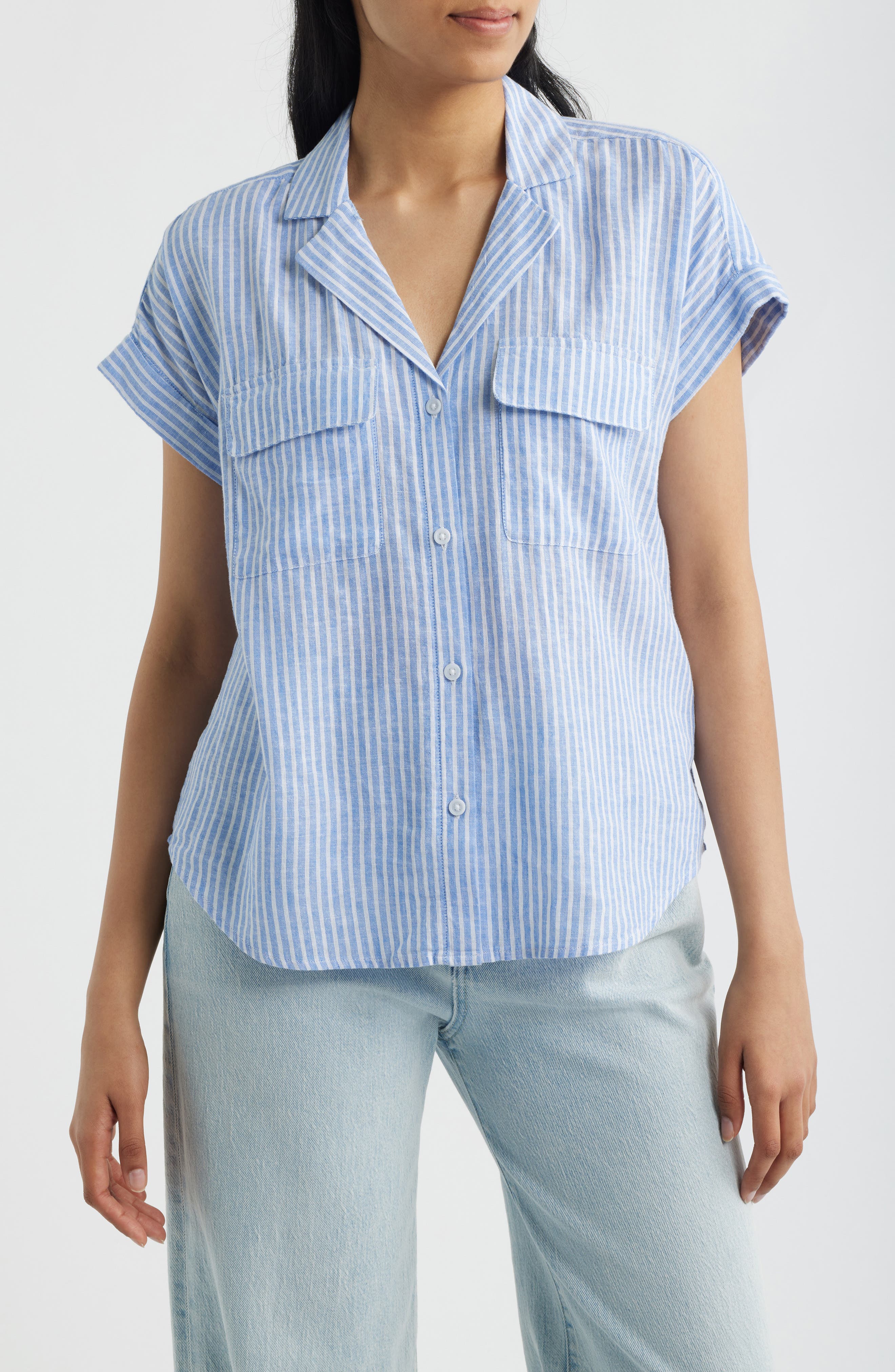 Brooke Short Sleeve Button-Up Linen Blend Shirt - image 4