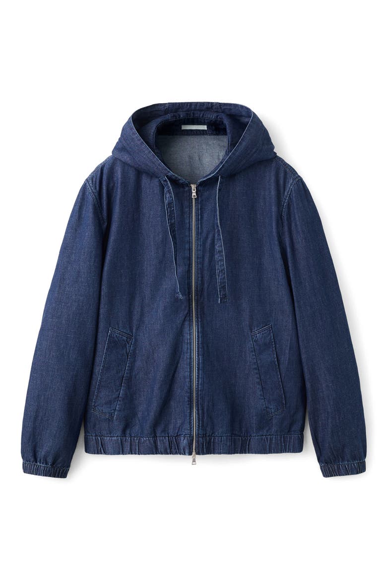 Hooded Denim Zip Jacket, Alternate, color, INK BLUE