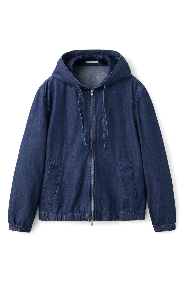 MANGO Hooded Denim Zip Jacket, Alternate, color, Ink Blue