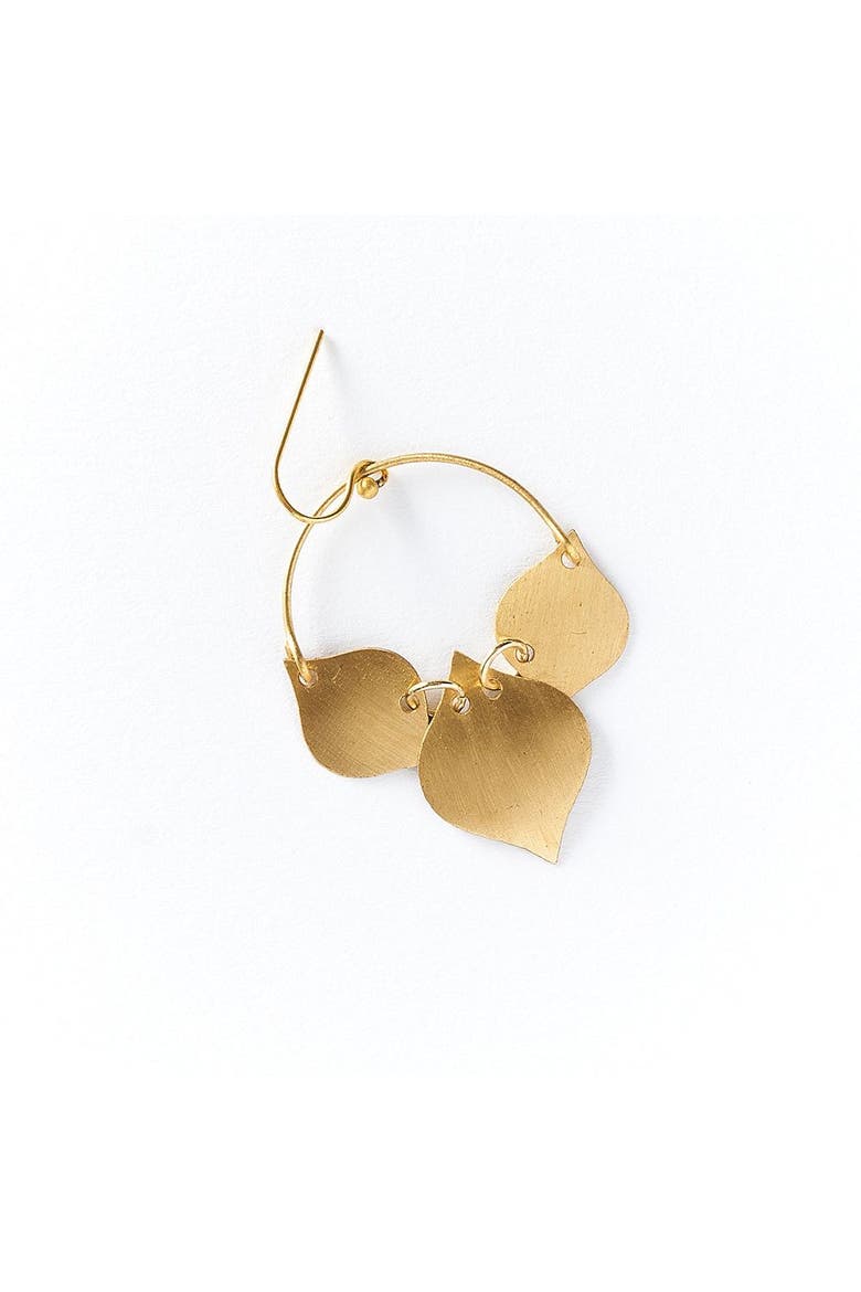 Chameli Leaf Drop Earrings, Main, color, Bronze