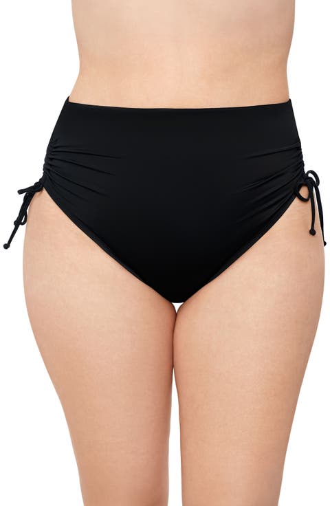 Smoothing and Sculpting Cinch Adjustable High-Waist Bikini Swimsuit Bottoms
