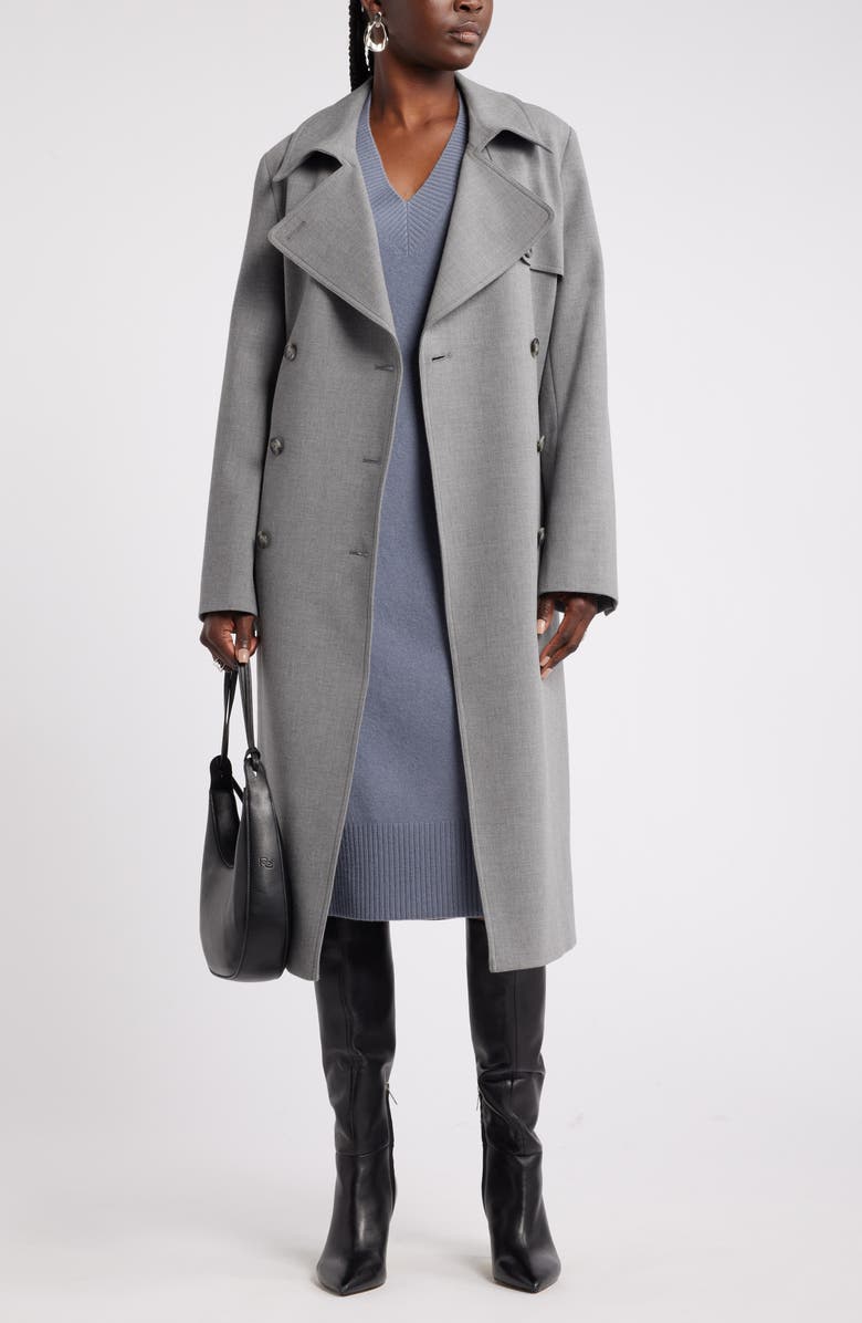 V-Neck Long Sleeve Wool & Cashmere Sweater Dress