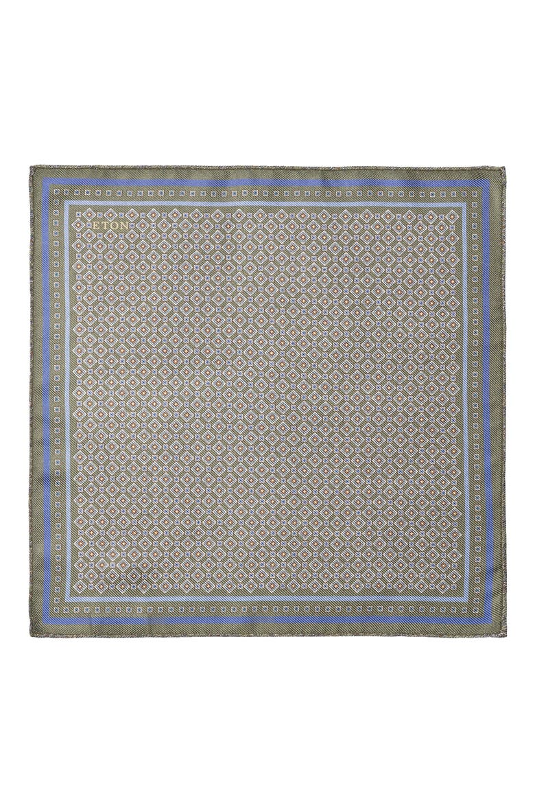 Geometric & Paisley Reversible Silk Pocket Square, Alternate, color, MEDIUM GREEN