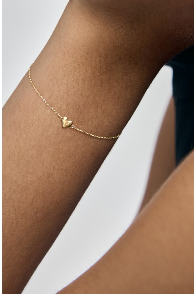 Mini Heart Chain Bracelet, Alternate, color, 14K GOLD