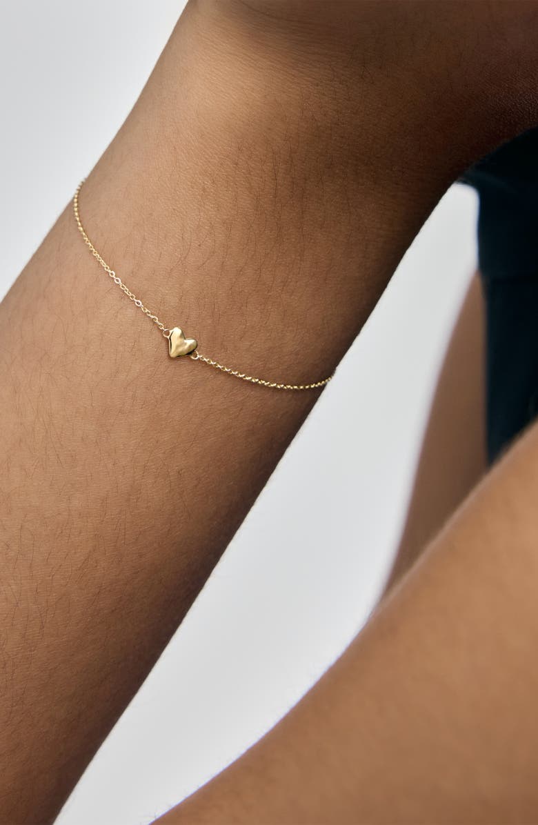 Monica Vinader Mini Heart Chain Bracelet, Alternate, color, 14K Gold