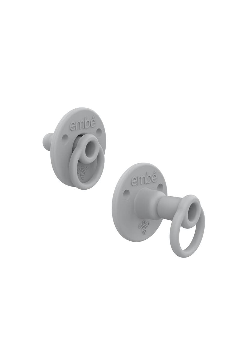 embé 2-pack Baby Binnie Stow-Away Retractable Silicone Pacifier, Alternate, color, Pebble