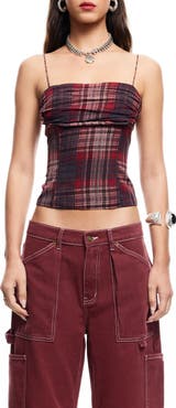 LIONESS Humphrey Plaid Corset Camisole