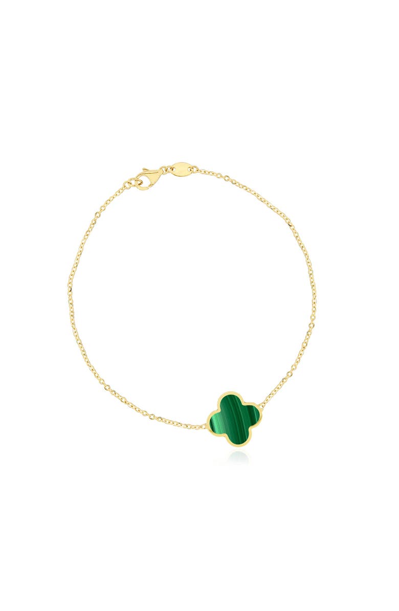 The Lovery Fine Jewelry Large Malachite Single Clover Bracelet, Main, color, Malachite
