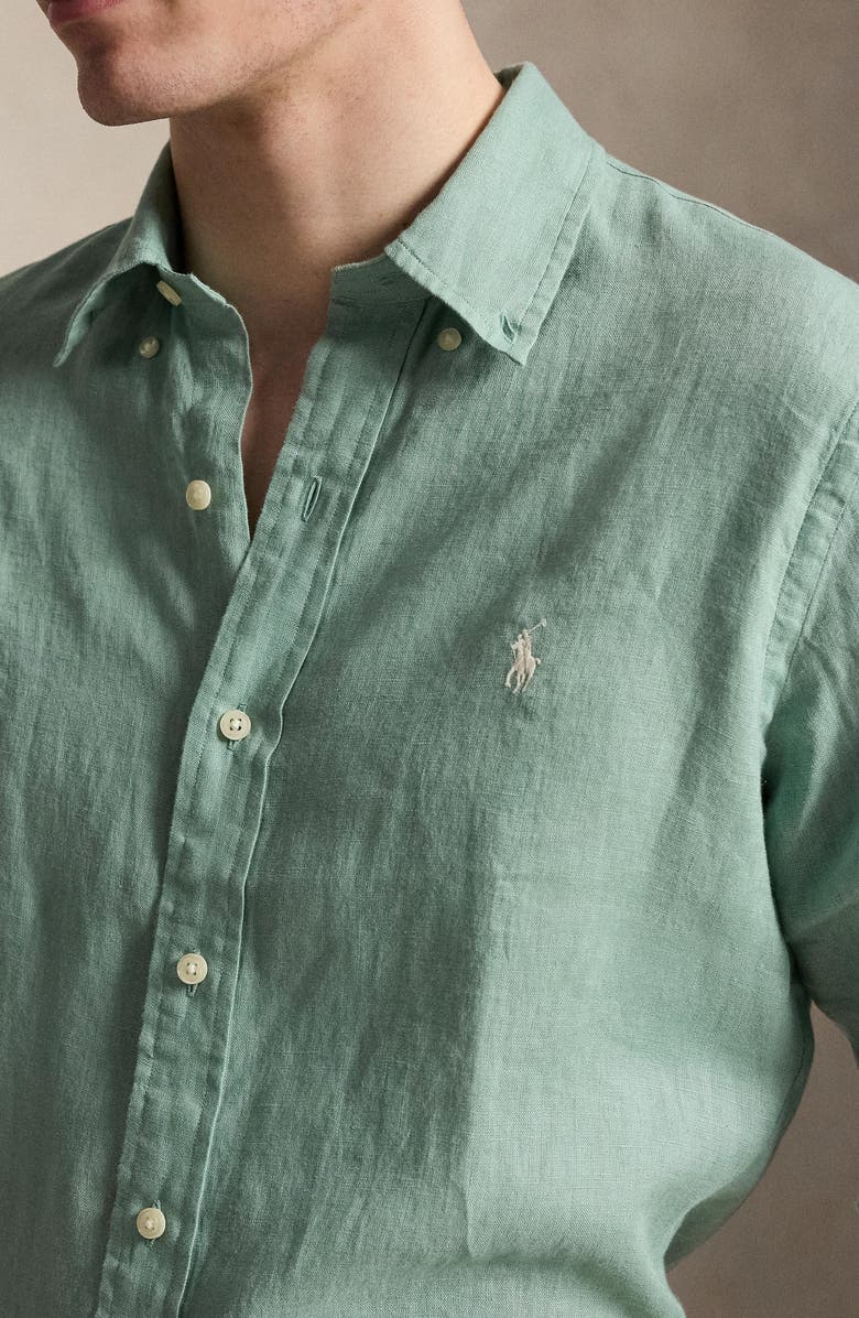 Polo Ralph Lauren Classic Fit Linen Button-Down Shirt, Alternate, color, Faded Mint