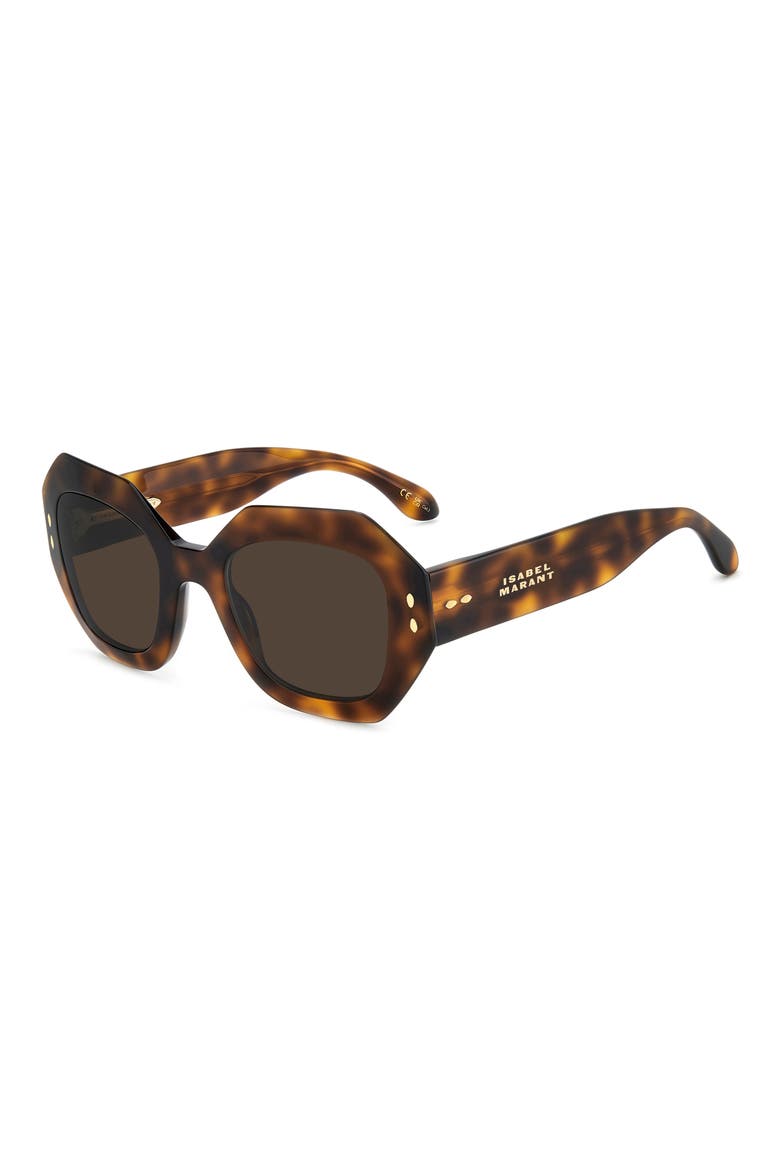 52mm Rectangular Geometric Sunglasses, Alternate, color, BROWN HAVANA/ BROWN