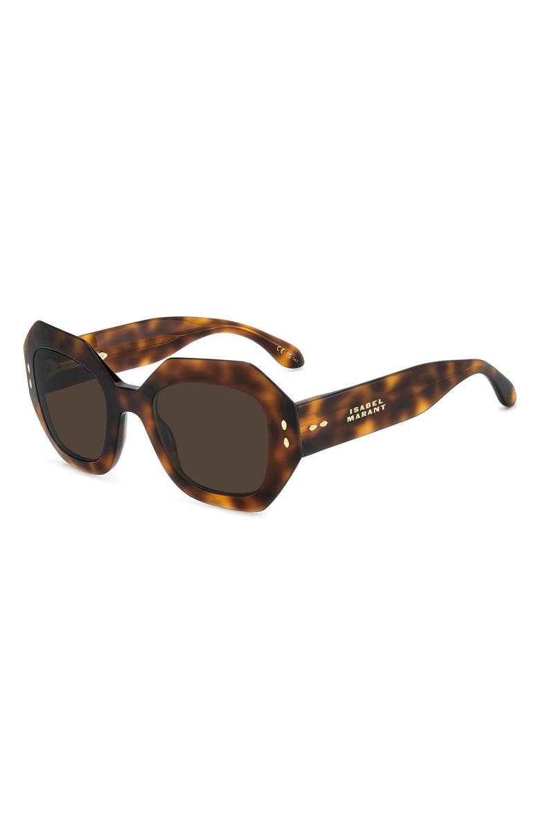 Isabel Marant 52mm Rectangular Geometric Sunglasses, Alternate, color, Brown Havana/ Brown