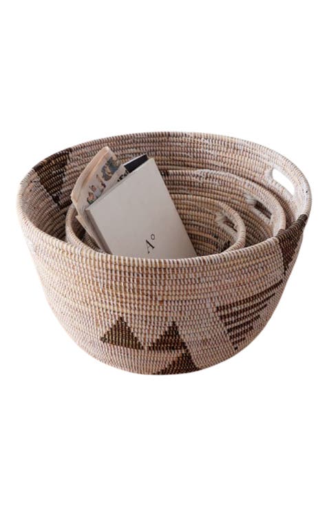 Oval Storage Basket Graphic Print - Set of 3