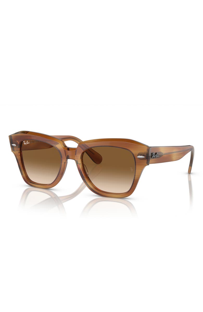 Ray-Ban State Street 49mm Gradient Square Sunglasses, Alternate, color, Striped Brown