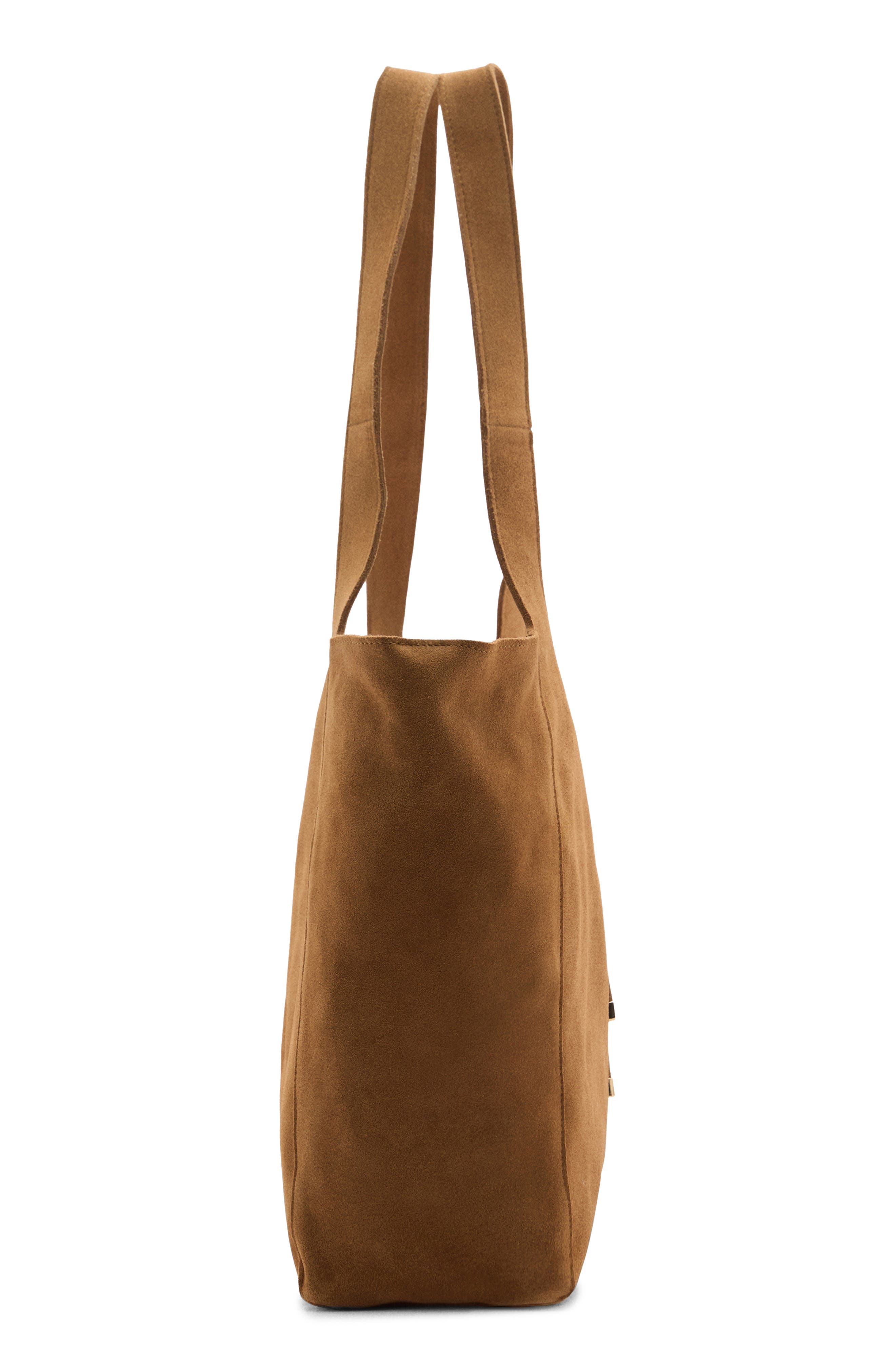 MANGO Suede Shopper, Alternate, color, Leather