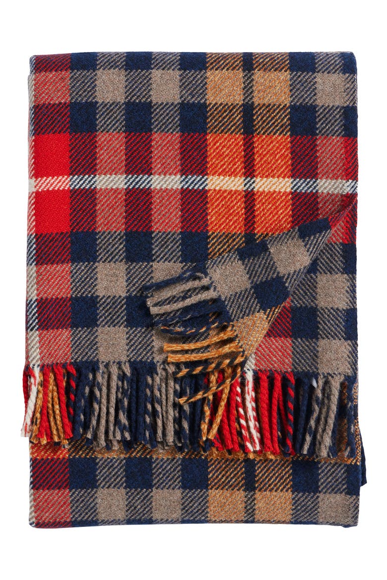 Fireside Virgin Wool Throw, Main, color, HICKORY NAVY/ RUST