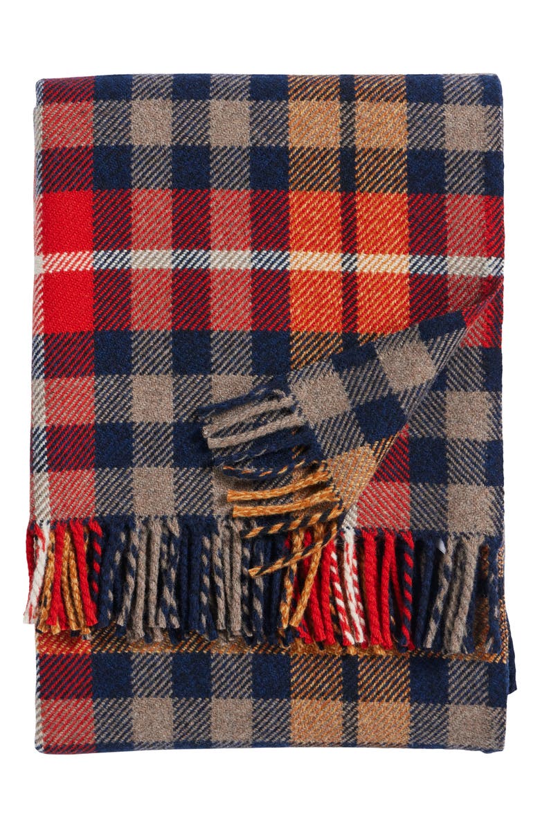 Pendleton Fireside Virgin Wool Throw, Main, color, Hickory Navy/ Rust