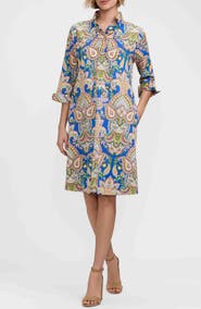 Foxcroft Tammy Three-Quarter Sleeve Cotton Dress