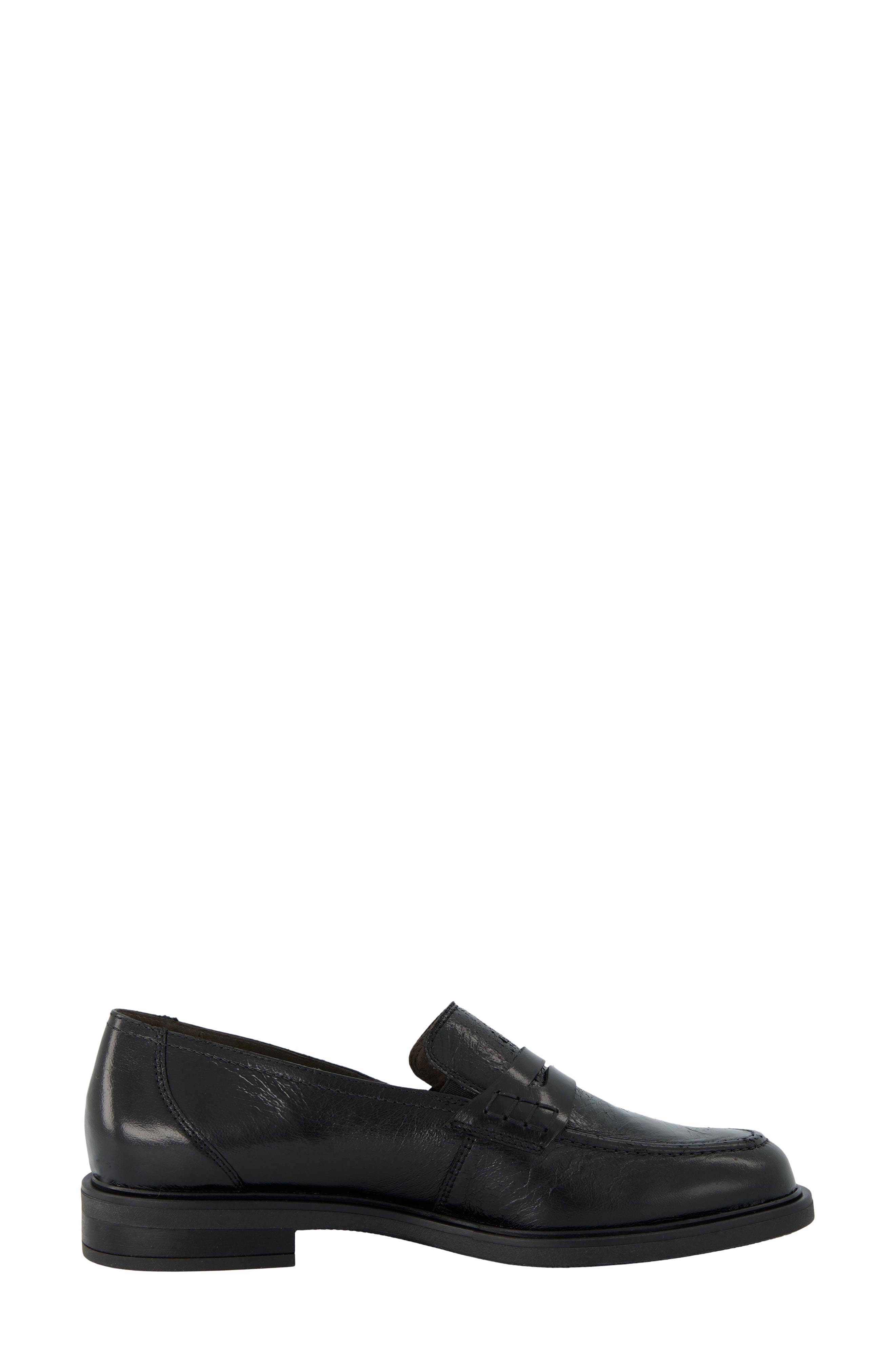 Flora Leather Loafer, Alternate, color, BLACK GLOSSY LEATHER