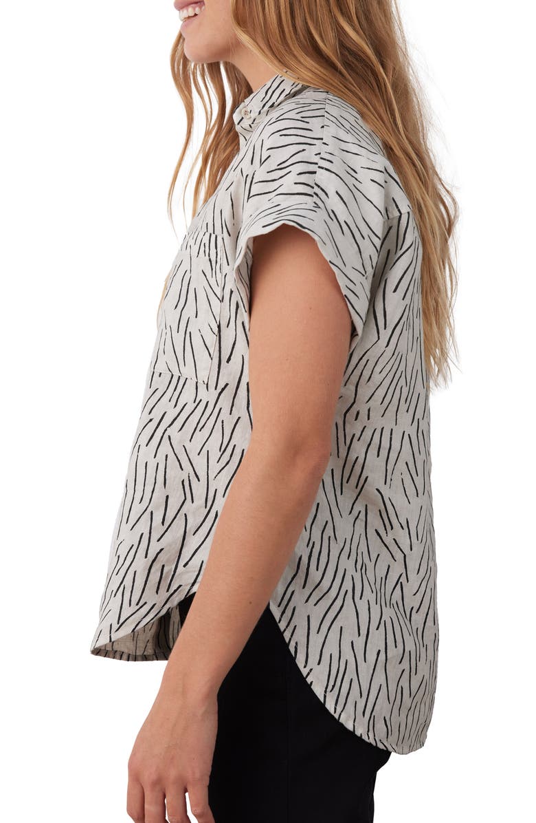 Cloth & Stone Print Linen Button-Up Shirt, Alternate, color, Cool Sand
