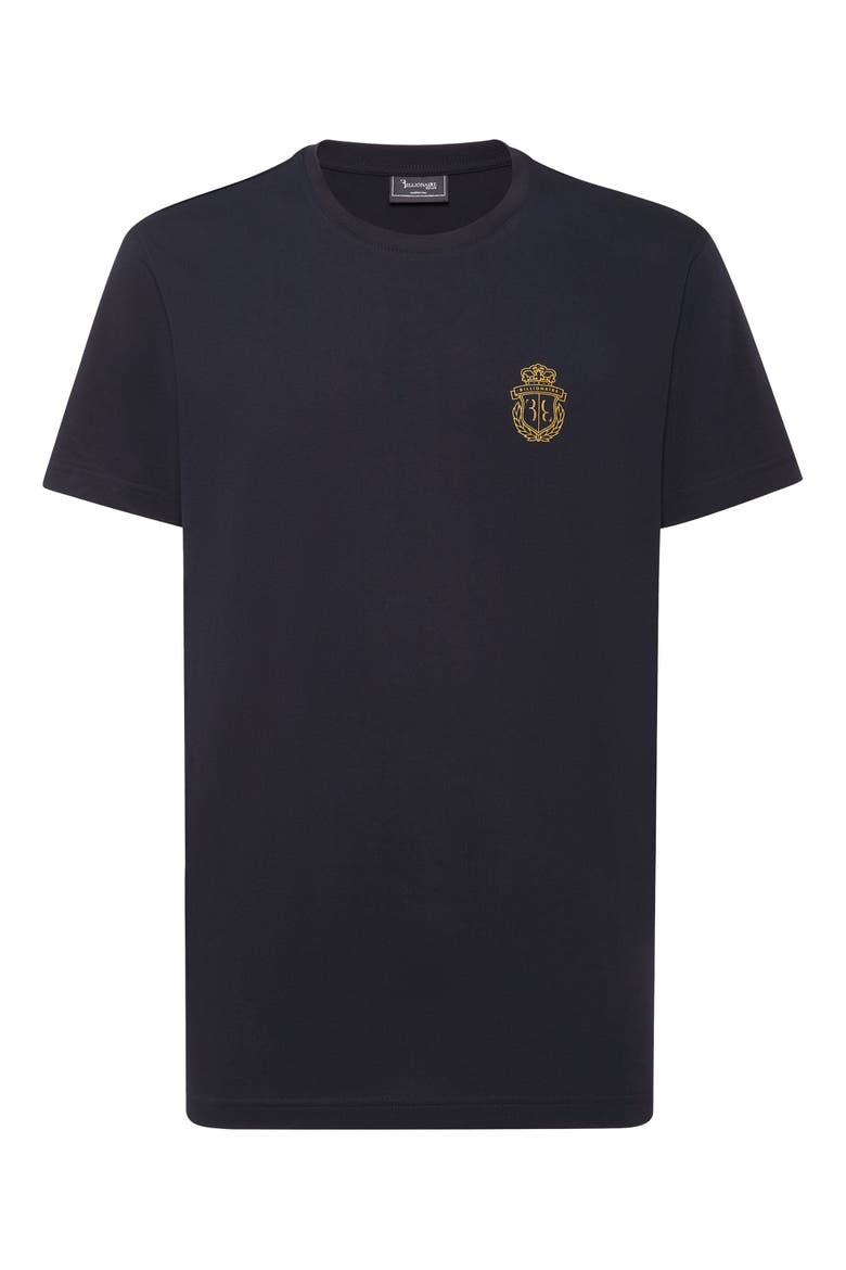 T-Shirt Round Neck Ss Crest Men, Main, color, navy