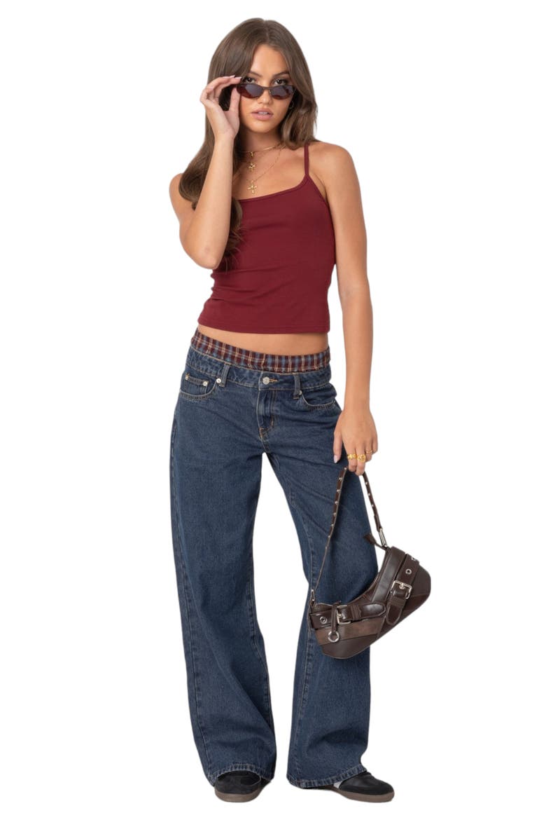 Boxer Detail Wide Leg Jeans, Alternate, color, BLUE