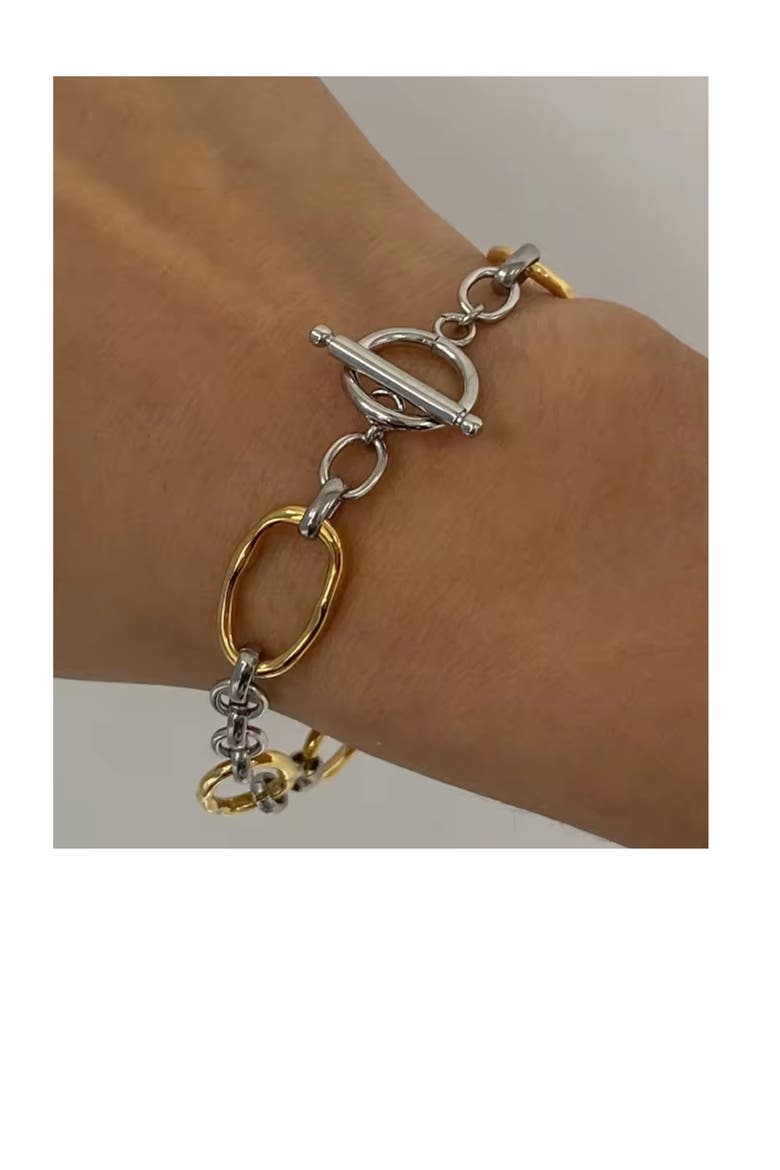 Mixed Metal Chain Link Bracelet, Alternate, color, GOLD/ SILVER