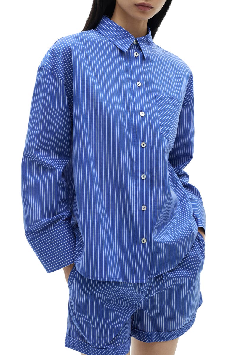 MANGO Pinstripe Button-Up Shirt, Main, color,