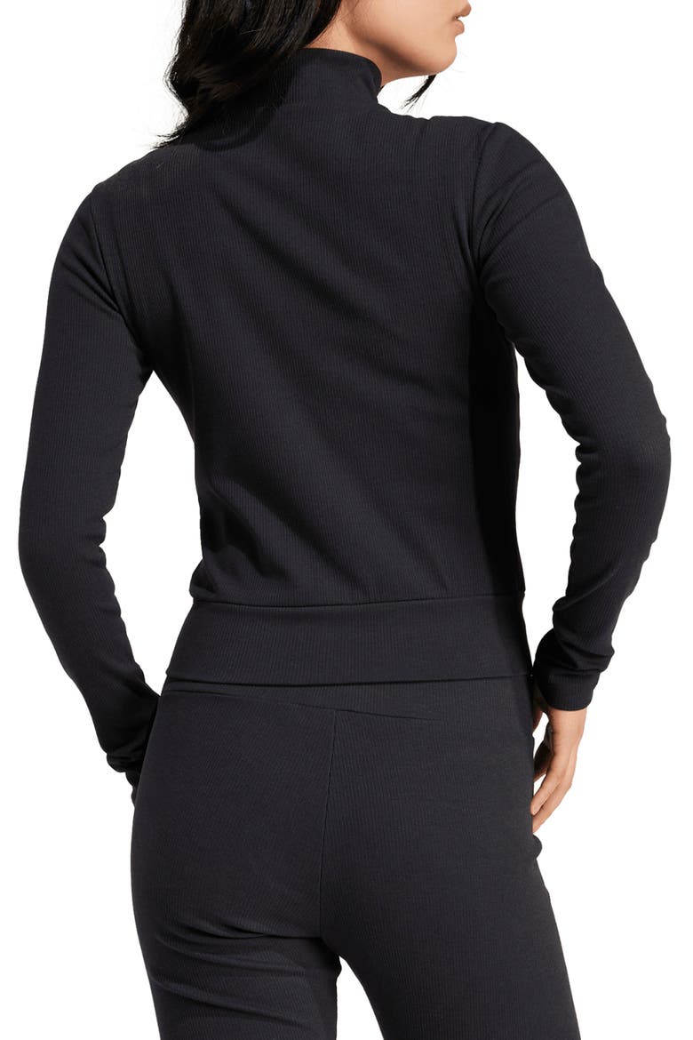 Trefoil Essentials Rib Track Jacket, Alternate, color, BLACK