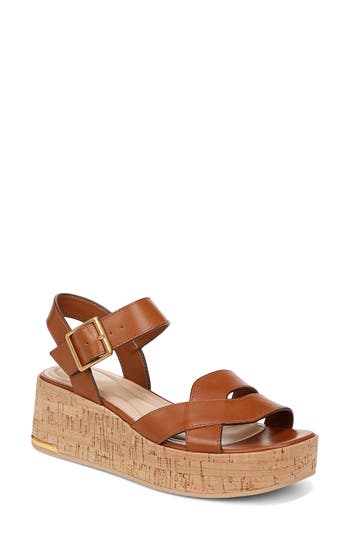 Sarto By Franco Sarto Tilly Ankle Strap Platform Wedge Sandal In Brown
