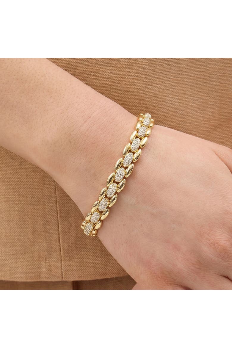 CZ Interlocking Bracelet, Alternate, color, Gold Plated Sterling Silver