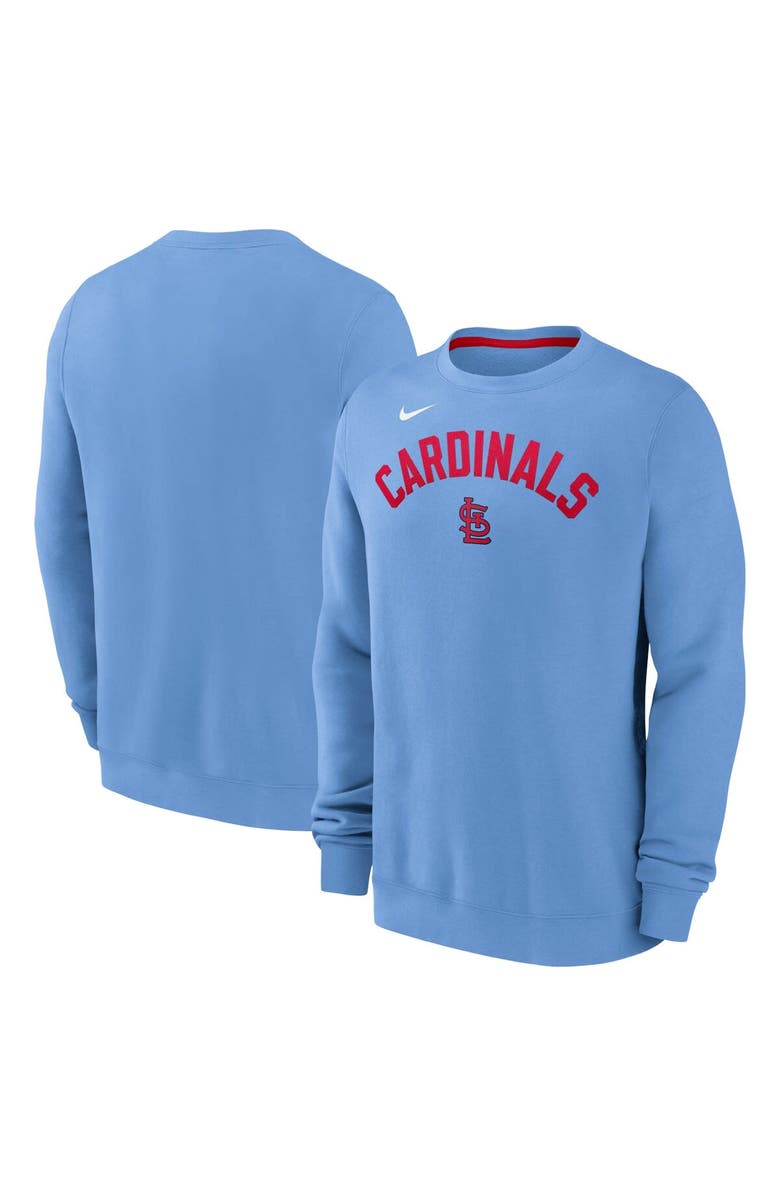 Nike Men's Nike Light Blue St. Louis Cardinals Classic Fleece Performance Pullover Sweatshirt, Main, color, 