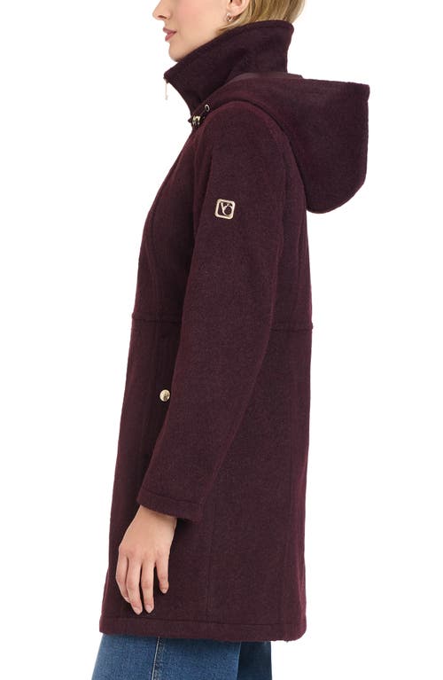 Vince Camuto Walking Coat With Removable Hood In Burgundy