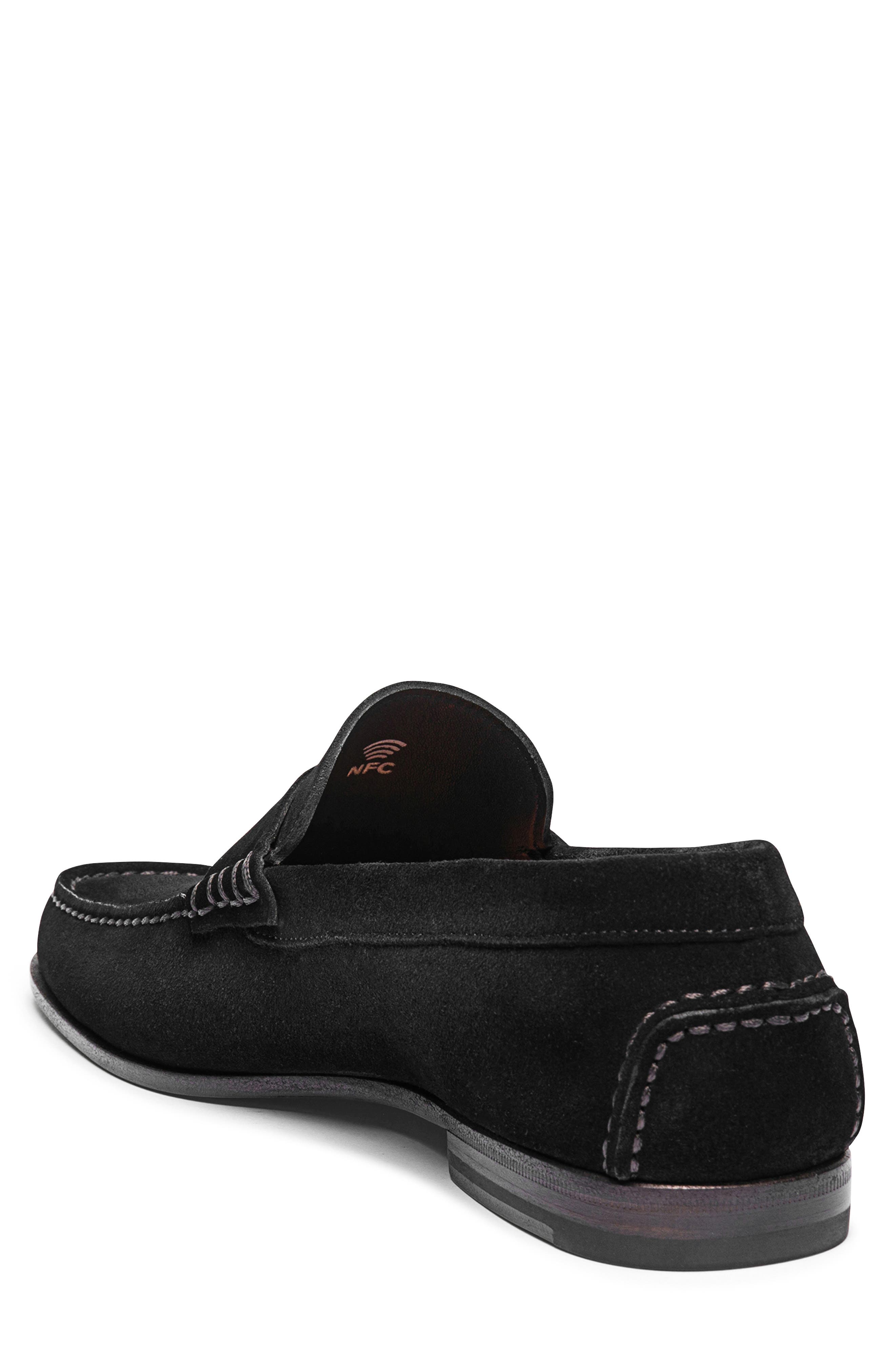 Santoni Suede Penny Loafer, Alternate, color, Black