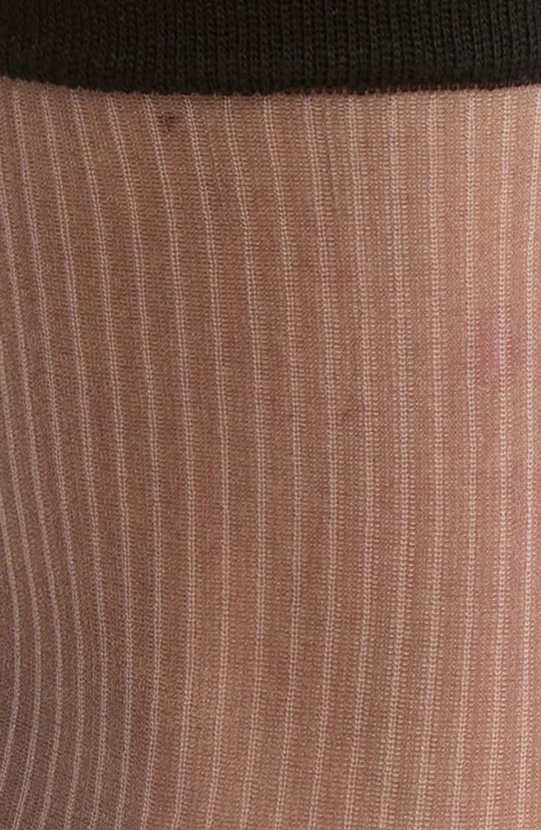 Nordstrom Vertical Stripe Sheer Crew Socks, Alternate, color, Black