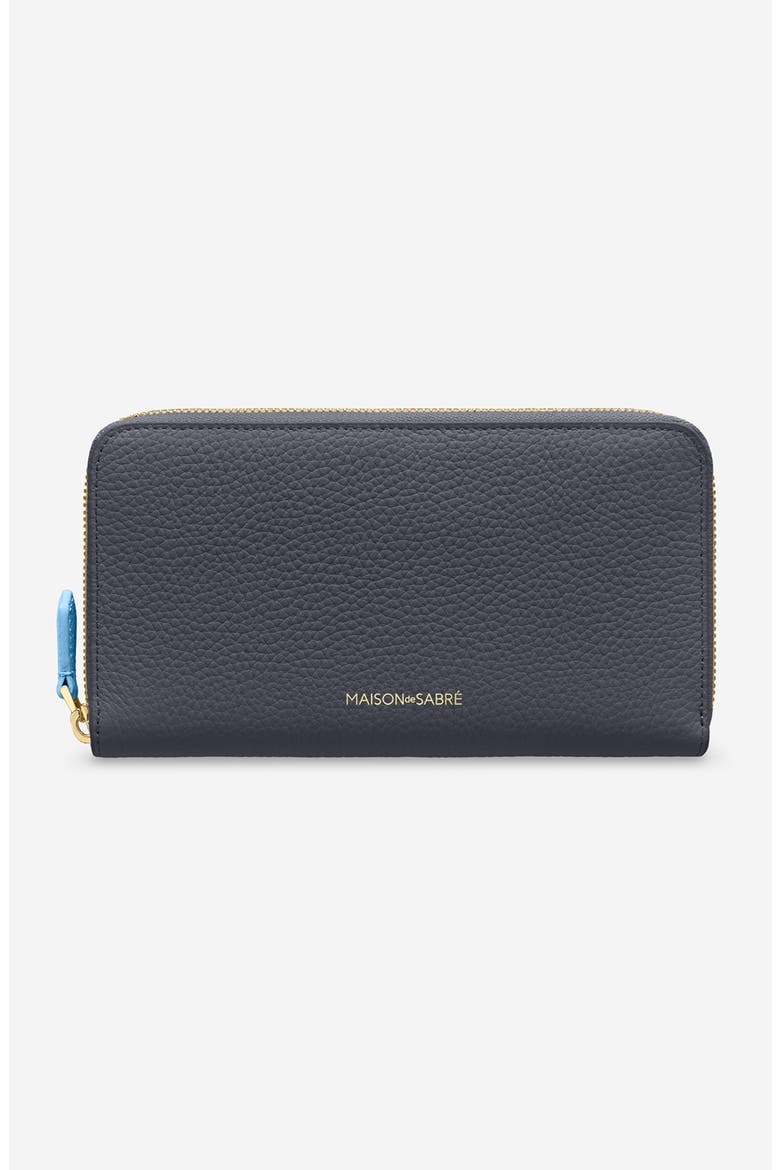 Long Leather Zip Wallet, Main, color, Graphite Sky