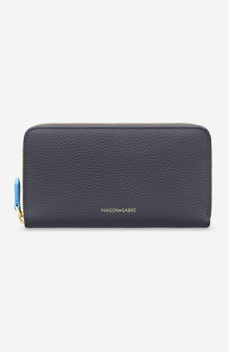 MAISON de SABRÉ Long Leather Zip Wallet, Main, color, Graphite Sky