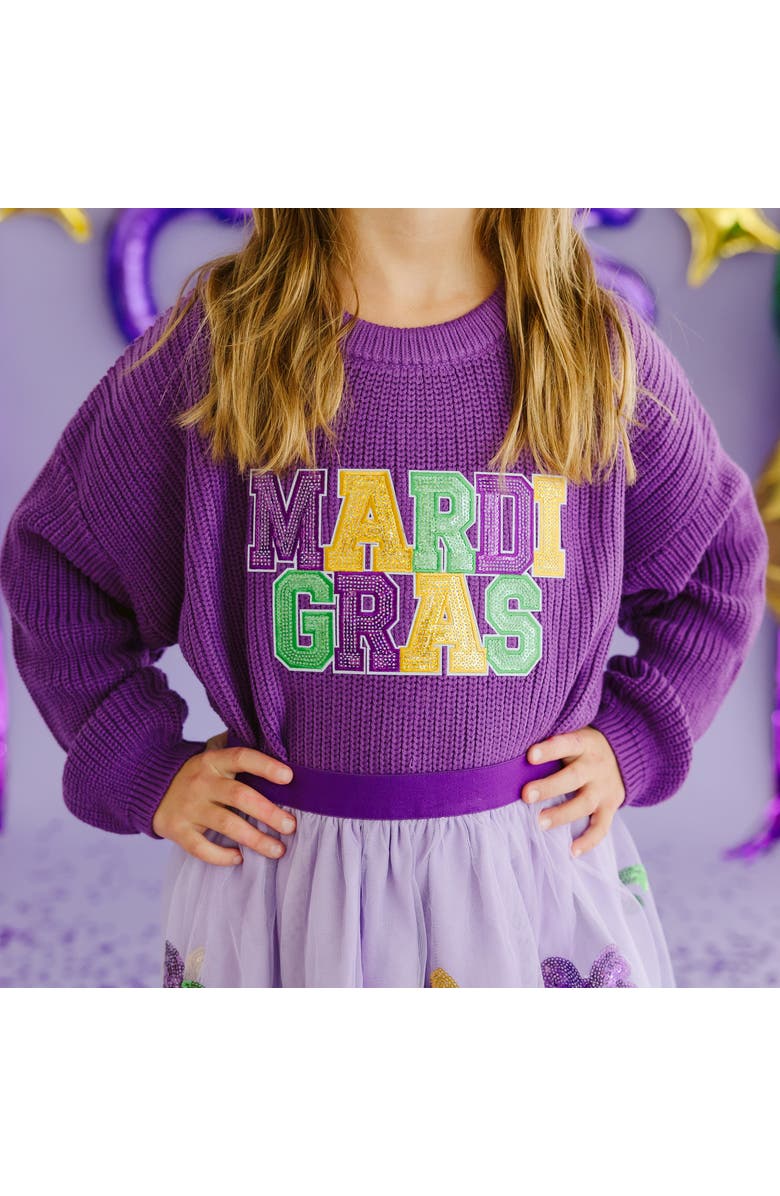 Sweet Wink Mardi Gras Knit Sweater, Alternate, color, Purple
