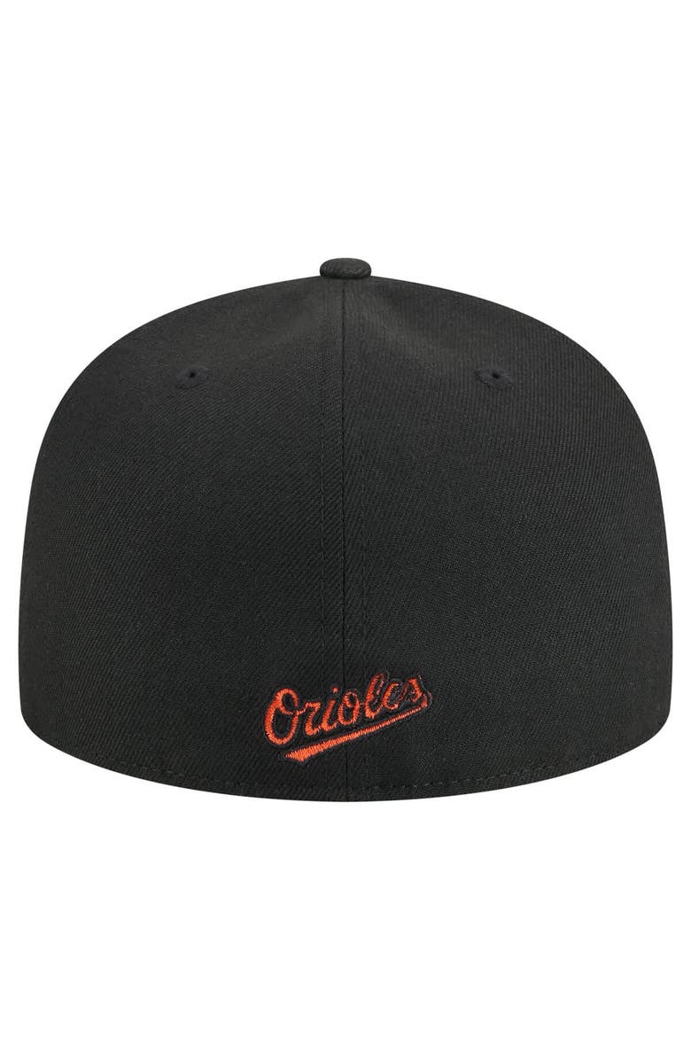 New Era Men's New Era Black Baltimore Orioles Overlap 59FIFTY Fitted Hat, Alternate, color, 