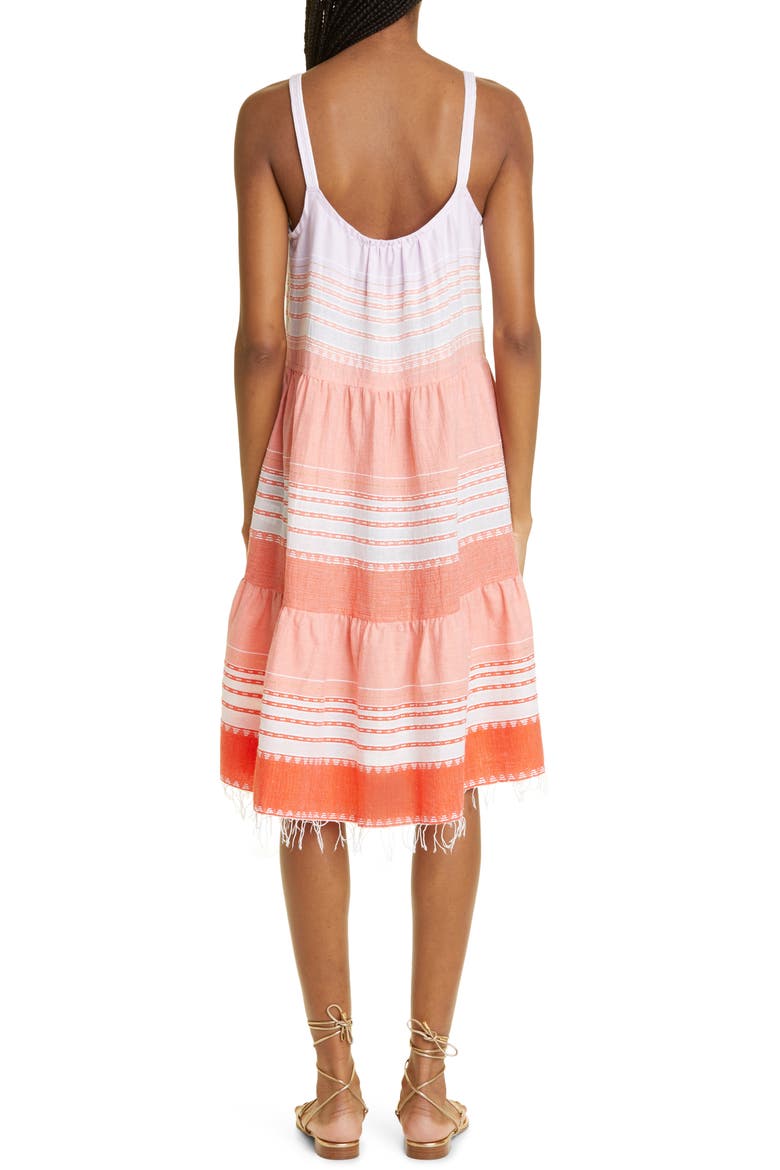 Eshal Cascade Tiered Cotton Sundress, Alternate, color, TANGERINE