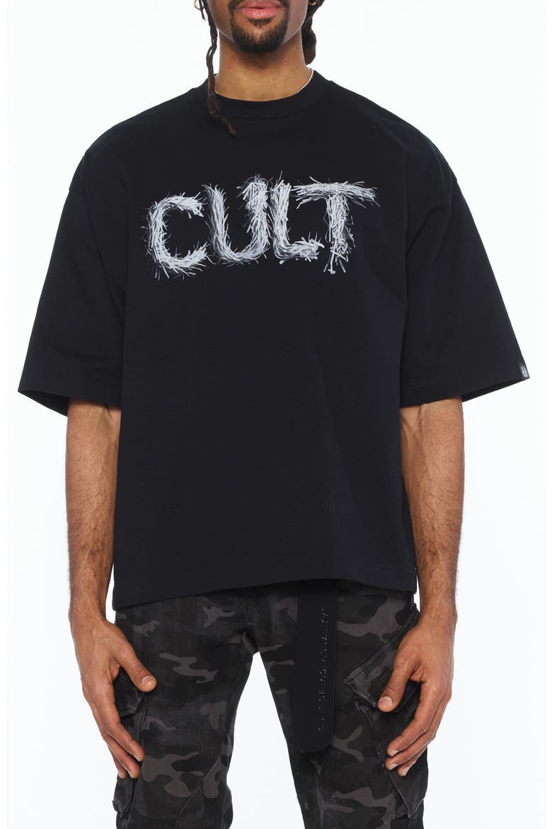 Cult Graphic Oversized T-Shirt, Main, color, BLACK