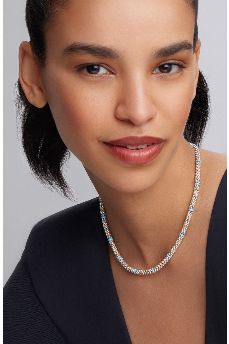 Blue Caviar Ceramic Collar Necklace, Alternate, color, SILVER/ BLUE