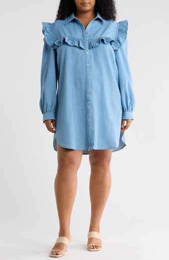 Parker Ruffle Denim Babydoll Shirtdress