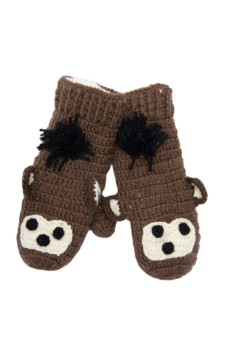 Nirvanna Designs Crochet Monkey Mittens, Alternate, color, White Combo